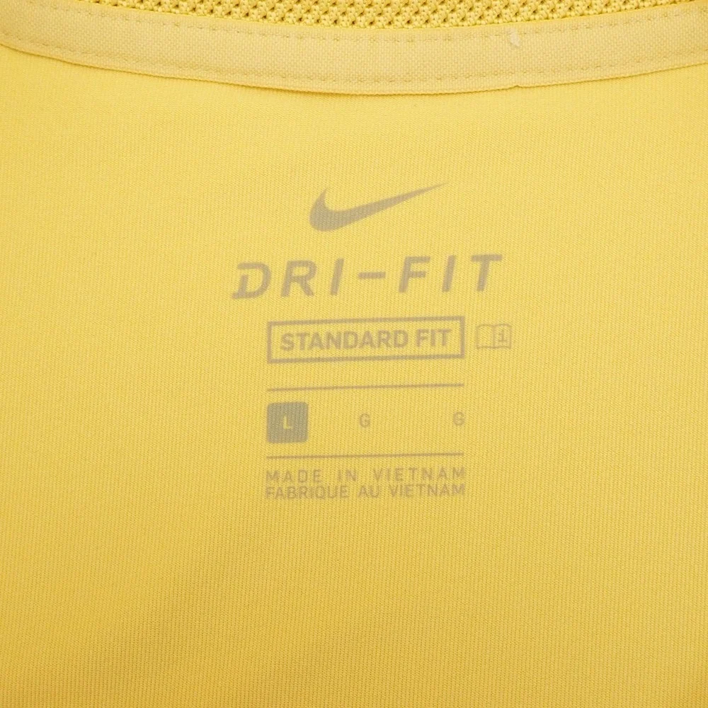 Nike Golf Vapor Polo Shirt Mens Large Yellow Striped Dri-Fit Performance Blend